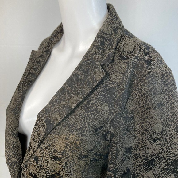 Express Studio Design Jacket Blazer Womens Sz 6 Brown Black Snake Print Cotton - Picture 2 of 11